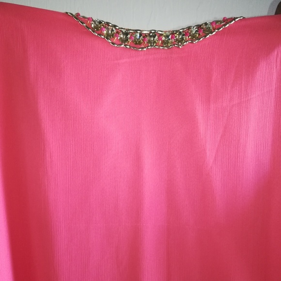 Coral Chiffon Dress - Picture 3 of 7